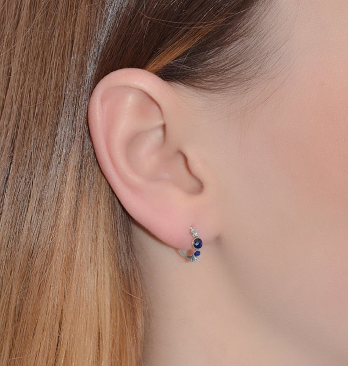 925 Sterling Silver Nose Piercing Plug - Gold Plated Zirconia - Genuine Nickel-Free