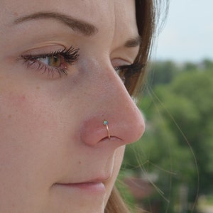 Nose Ring Jewelry, Nose hoop, Nose piercing 18 gauge, Opal nose hoop, Small nose ring, Nose hoop Gold