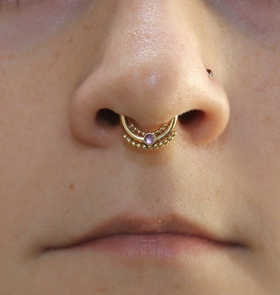 Septum Piercing Nipple piercing jewelry Daith earring 16g Amethyst septum ring Septum earring Daith earring hoop