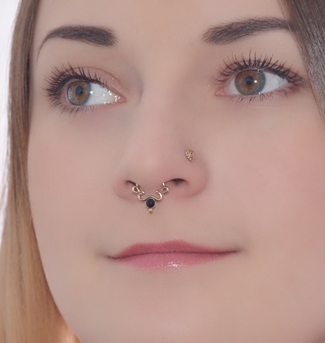 Onyx Septum Ring Septum Jewelry Daith Earring 16 Gauge Etsy