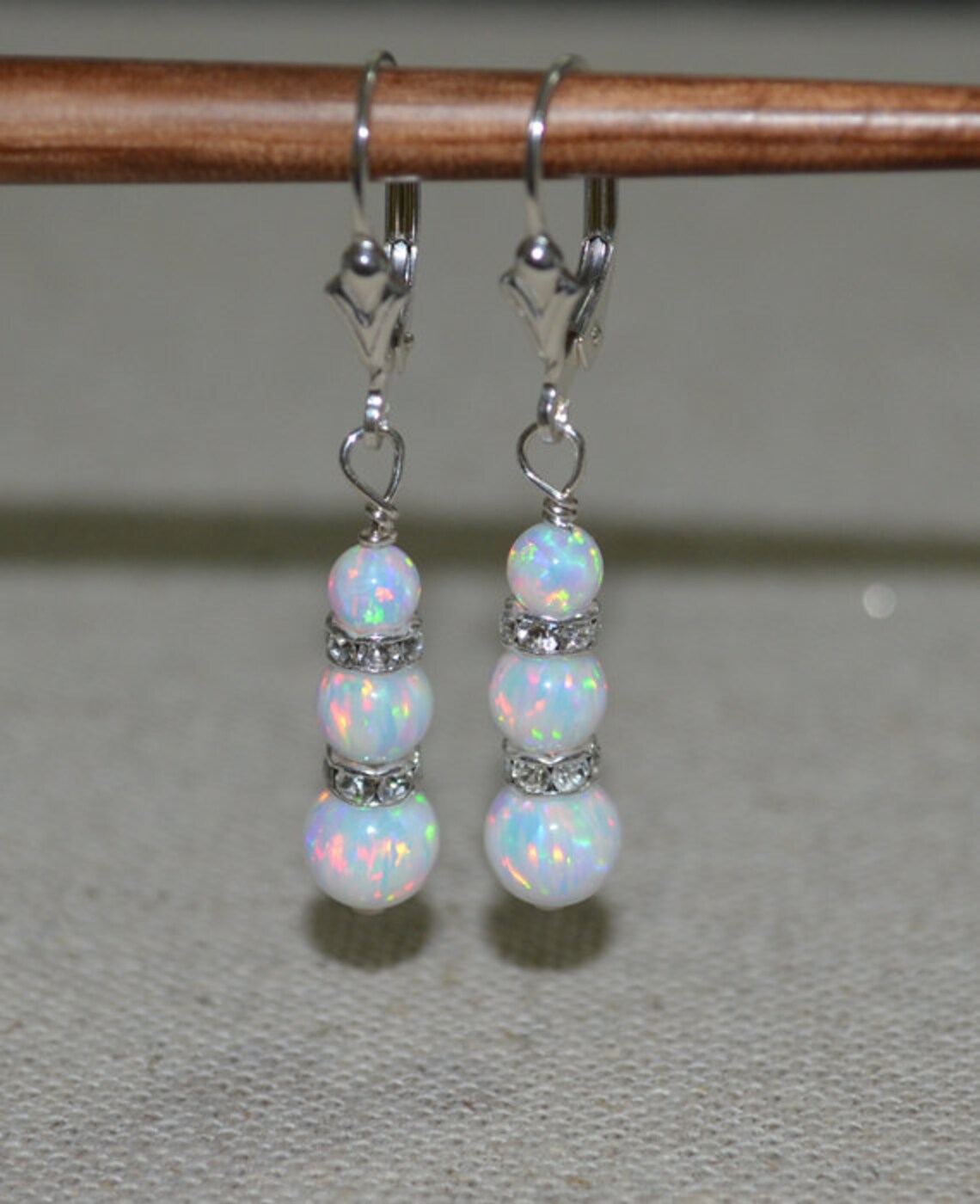 White Opal Drop Earrings Gold Dangle Earrings Chain Dangle Etsy
