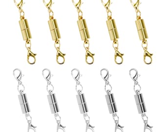 5Pcs Gold Silver Ball Tone Magnetic Lobster Clasps for Jewelry Necklace NP
