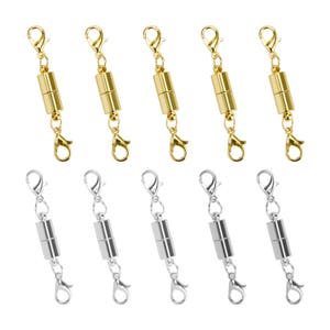 Set of 10 Pcs Gold Color and Silver Color Tone Magnetic Lobster Clasp for Jewelry Necklace Bracelet