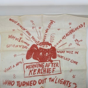 VTG 50&#39;s Kerchief / Bandana Morning After with Red Elephant
