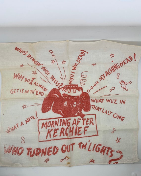 VTG 50's Kerchief / Bandana Morning After with Re… - image 1