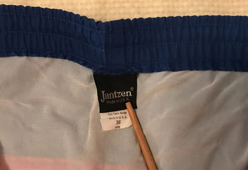 Vintage Red White and Blue 70/'s Swim Trunks size 36 by Jantzen