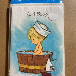 Tarjetas y sobres de anuncio vintage de los años 70 con la frase ¡Es un NIÑO! / Juego de 8 / de Sangamon / 4 paquetes disponibles / El anuncio es por un paquete