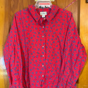 VTG 90&#39;s Cotton Collared Blouse / size 16 / by LL Bean