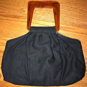VTG 40&#39;s Black Purse with Acrylic Tortoise Shell Top Handles