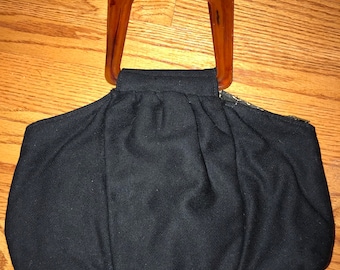 VTG 40&#39;s Black Purse with Acrylic Tortoise Shell Top Handles