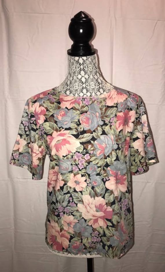 Vintage 1980's Floral Top / size 7/8 / by Sag Har… - image 1