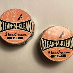 VTG 50&#39;s Klean M. Klean Blue or Brown Shoe Cream / by Edison Brothers Stores, Inc. St. Louis, MO.