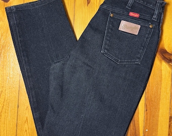 VTG 90&#39;s Black Straight Leg Jeans / size 11/12 x34 / by Wrangler