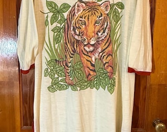 VTG 80&#39;s Hooded Nightgown with Tiger