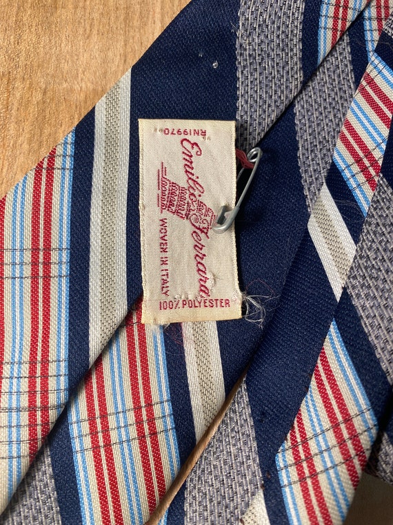 VTG 70's Striped Navy Polyester Tie / by Emilio F… - image 2