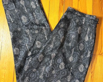 VTG Skeleton Key and Lock Lined Silk Pants / size 10 / by Talbots