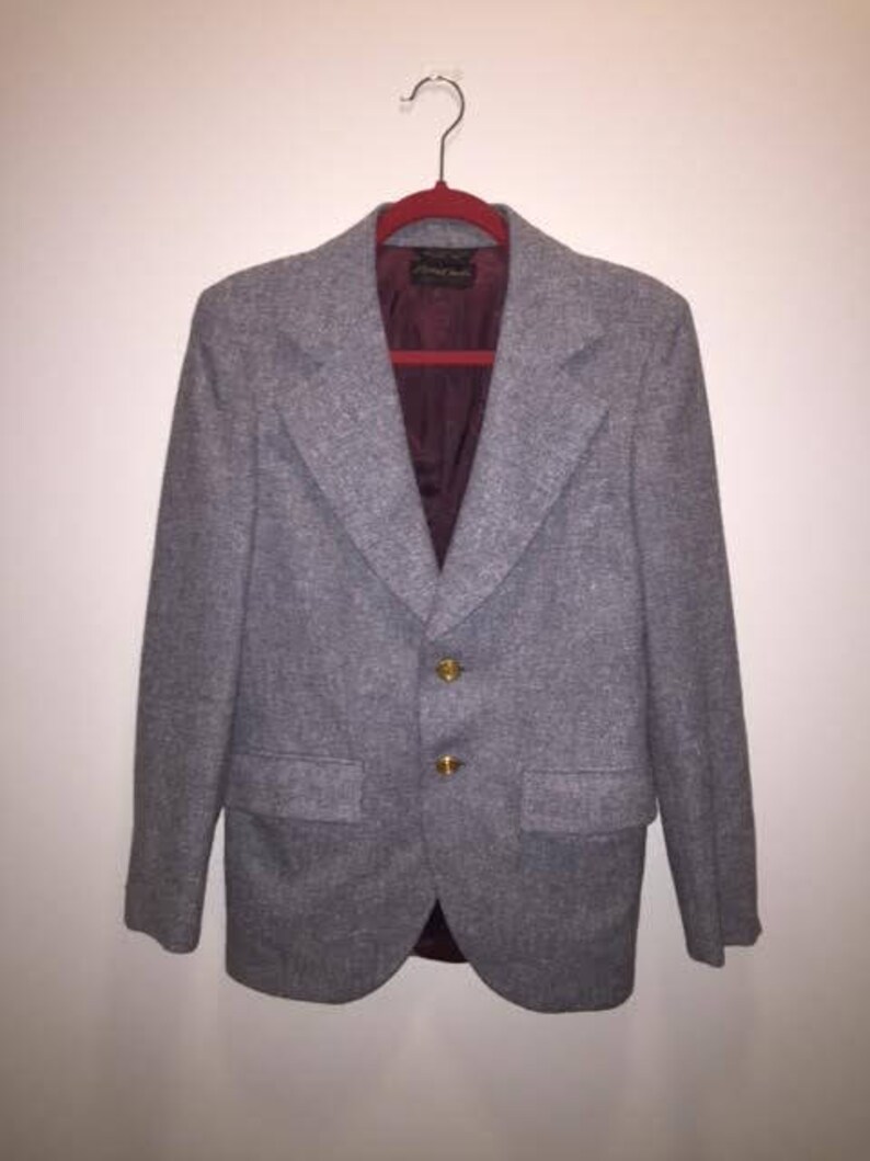 Vintage Grey Wool Blazer 34 chest by Pierre Cardin