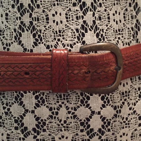 Vintage Cowhide Leather Belt / US size 12, UK siz… - image 2