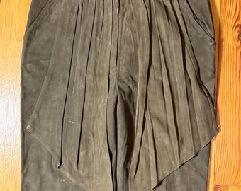 VTG 80&#39;s RARE Chocolate Front Drape Suede Pants / US size 8, Italian 44 / by Giorgio Armani