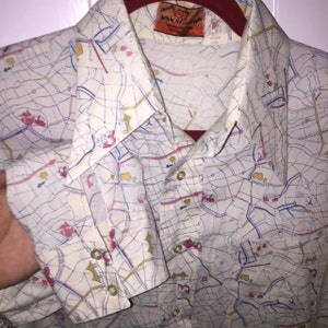 Vintage 70's Novelty Hemd / Bluse / Bluse von Van Heusen