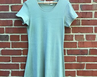 Vintage 90's Ribbed Sage Green Dress / size 8 / by Preview International