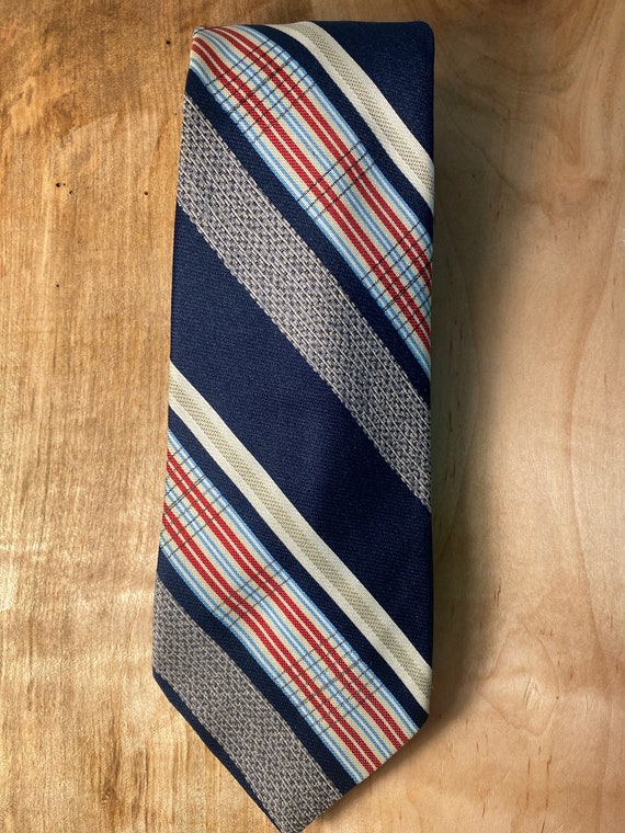 VTG 70's Striped Navy Polyester Tie / by Emilio F… - image 1