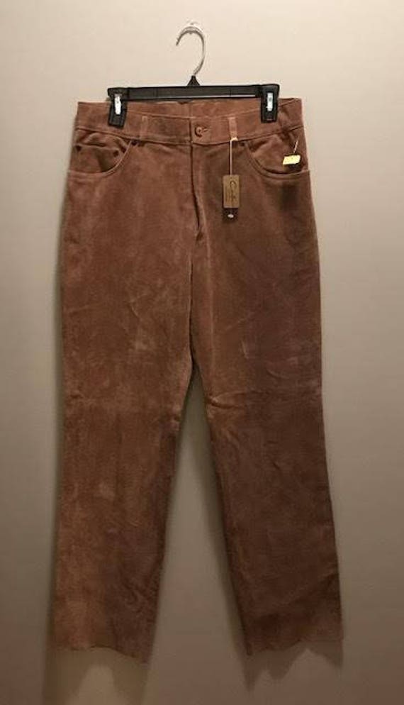 Vintage Deadstock Taupe Leather Pants / size 14 / 