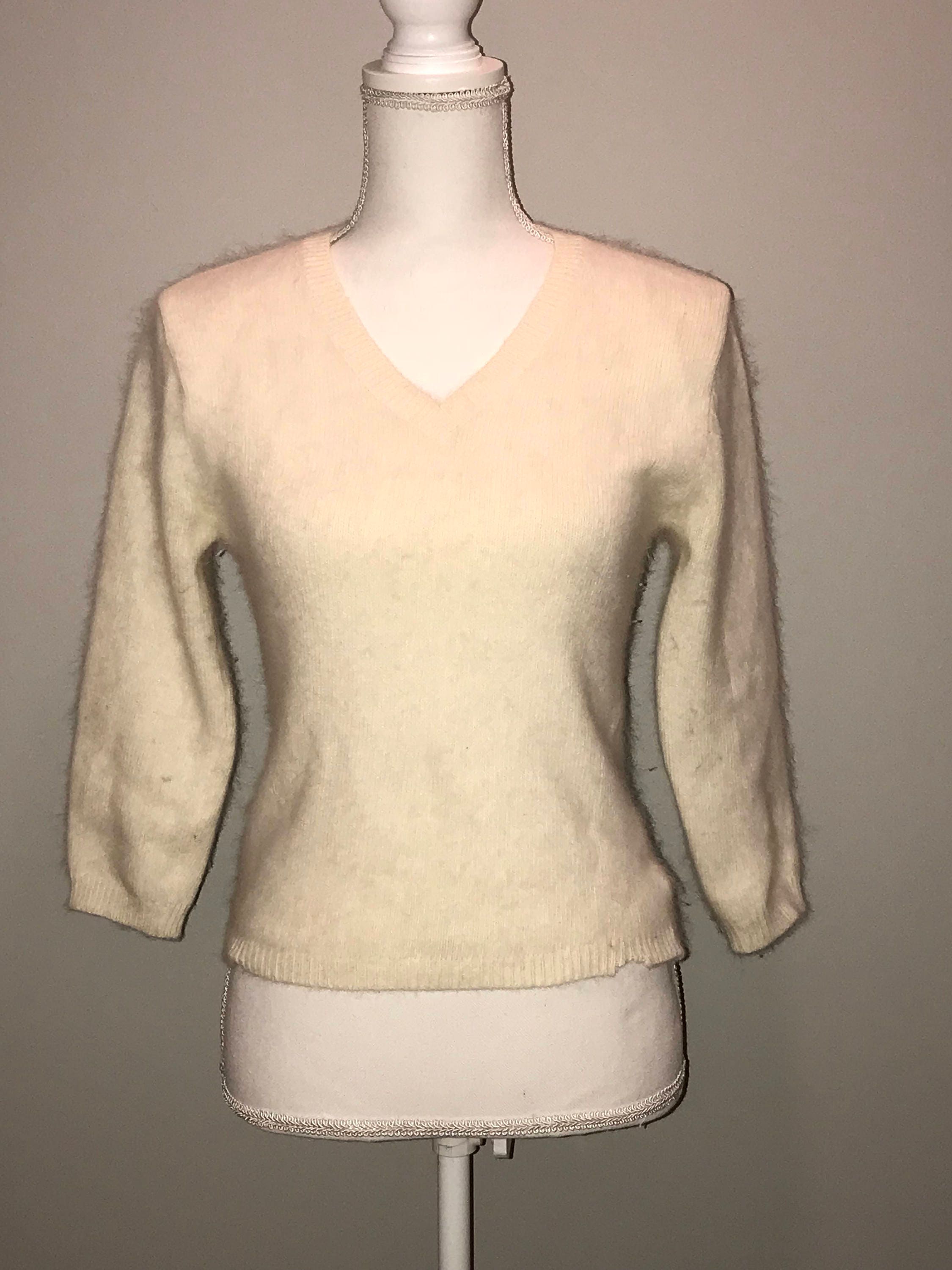 Vintage 90 s Beige Angora Sweater Size Medium by Reference Point Etsy Australia