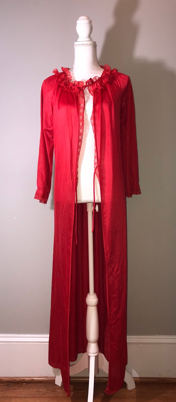 Vintage 70's Red Lingerie Bedroom Jacket / size la