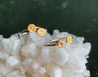 Elements Ring // Sterling Silver // Air Earth Water Fire // Stackers