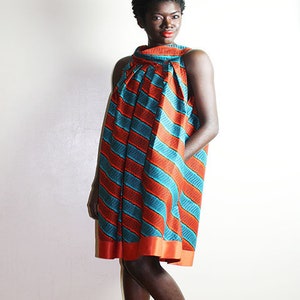 Belinda African Print  Off-The-Shoulder Dress, Kente Dress, Orange And Burnt Orange African Dress, Ankara Dress