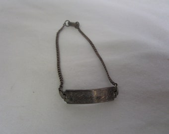 Foster ID Bracelet Sterling Silver Top Expansion Band Locket No Monogram Vintage Jewelry