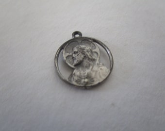 Antique Sterling Silver Catholic Saint Medal Pendant