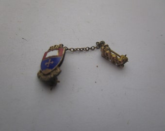 1962 Gold Filled & Enameled  Pinback with Chain AOA Fraternal