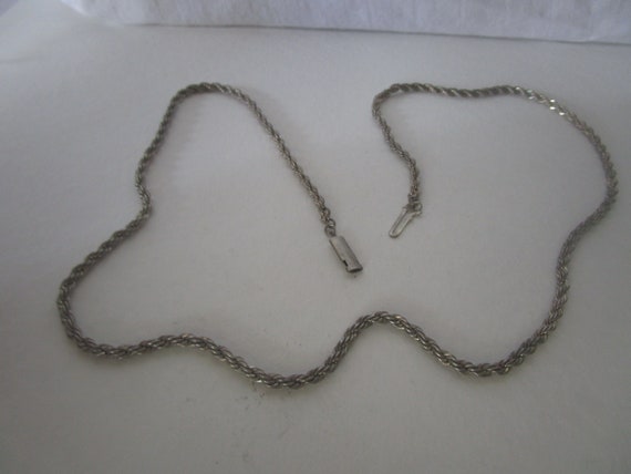 Vintage Silver Rope Twist Chain Necklace 24" - image 1