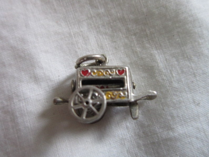 Vintage Sterling Silver RARE Love Spinner Hurdy Gurdy You, only you, and you again Mechanical Charm image 3