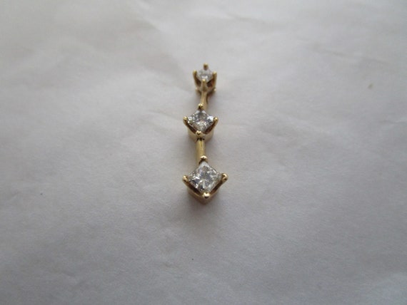 14K Gold Pendant with 3 Graduated Diamonds - image 2