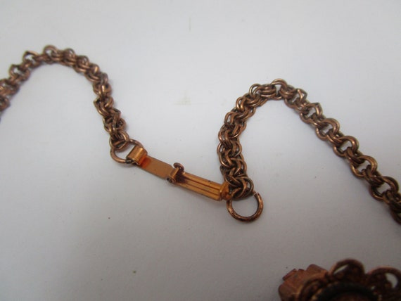 Retro Mid Century Solid Copper & Goldstone Neckla… - image 3