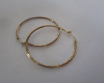 Gold Plated Sterling Silver Large Hoop Pierced Earrings