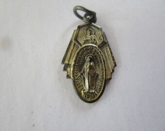 Antique Art Deco Catholic Saint Medal " Mary Conceived without .......