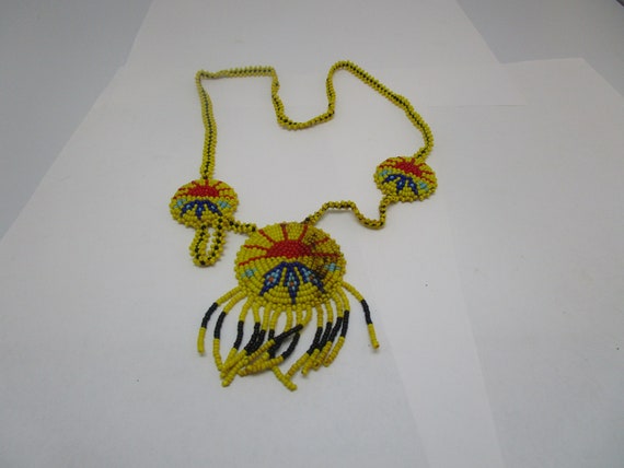 Native American Glass Beaded Necklace Sunburst - image 1