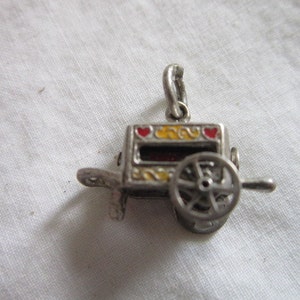 Vintage Sterling Silver RARE Love Spinner Hurdy Gurdy You, only you, and you again Mechanical Charm image 1