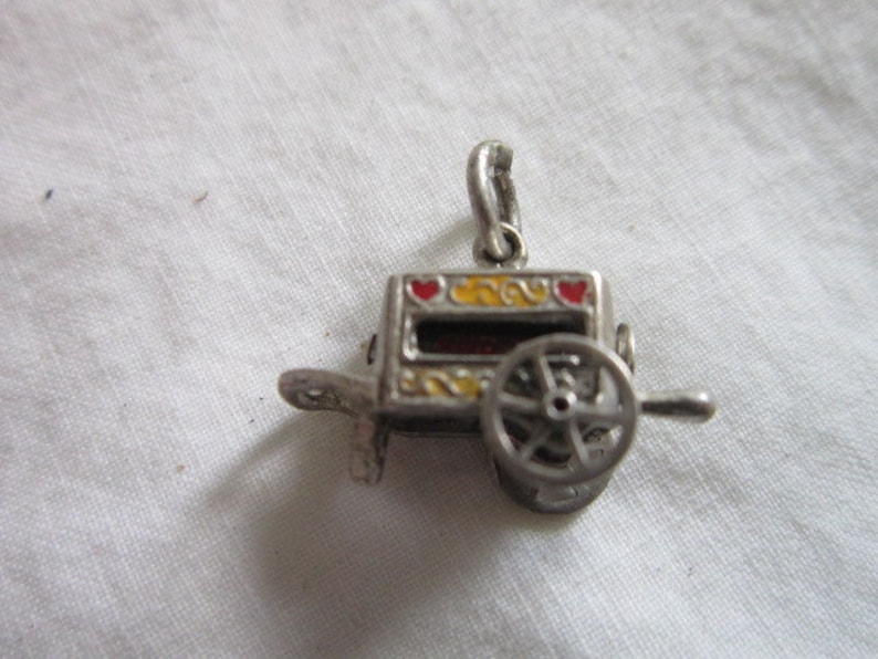 Vintage Sterling Silver RARE Love Spinner Hurdy Gurdy You, only you, and you again Mechanical Charm image 1