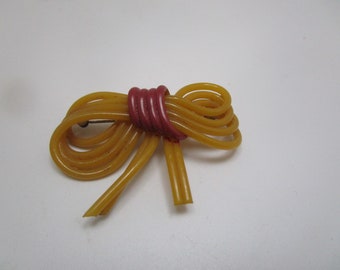 Antique Fancy Celluloid Tied Bow Brooch