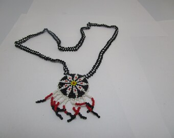 Vtg Native American Glass Beaded Necklace