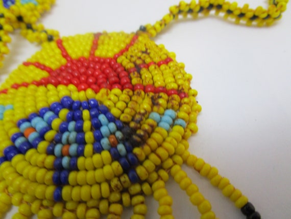 Native American Glass Beaded Necklace Sunburst - image 3