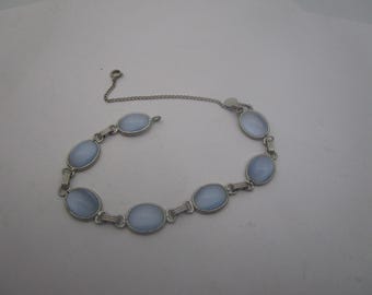Vintage White Gold Filled & Opalescent Stones Bracelet