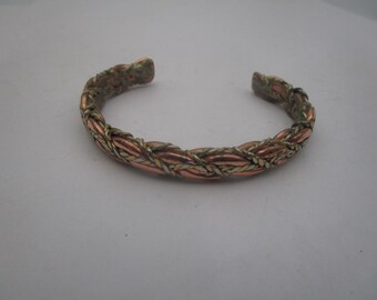 Vintage Retro Fancy Solid Copper & Brass Cuff Bracelet Hallmarked