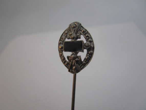 Antique Victorian Silver & Enameled Fancy Stickpin - image 2