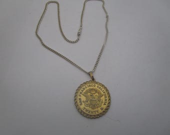 Chain Necklace with Faux 1854 San Francisco Twenty Dollar Gold Coin